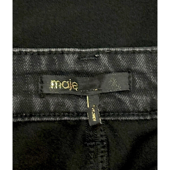 MAJE Denim Front Ponte Back Hybrid Pants Jeans Skinny Ripped Mid Rise Black 40 8 - Picture 7 of 10